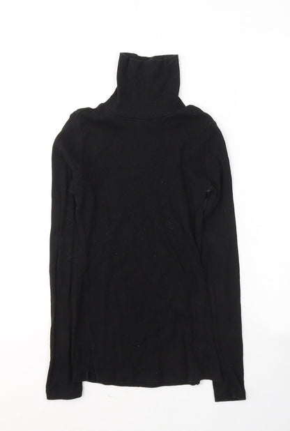Ambiance Womens Black  Cotton Jersey T-Shirt Size S High Neck - Cold shoulder