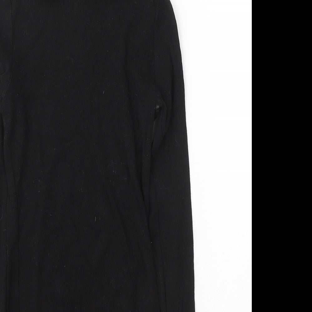Ambiance Womens Black  Cotton Jersey T-Shirt Size S High Neck - Cold shoulder