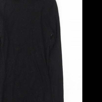 Ambiance Womens Black  Cotton Jersey T-Shirt Size S High Neck - Cold shoulder