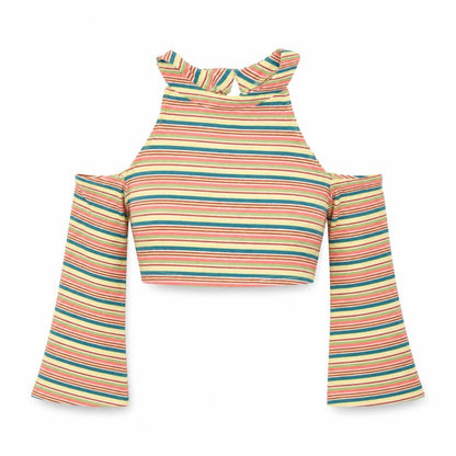 Womens UK Size M SheIn Multicoloured Cropped Blouse