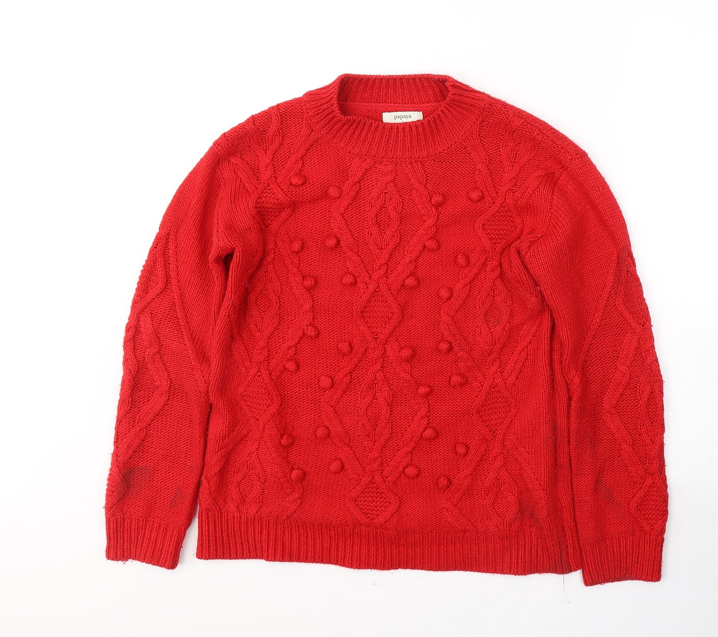 Womens UK Size S Papaya Red Pullover Jumper