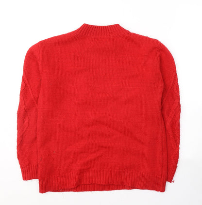 Womens UK Size S Papaya Red Pullover Jumper
