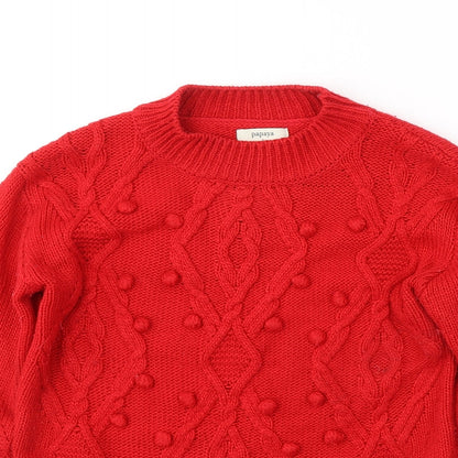 Womens UK Size S Papaya Red Pullover Jumper