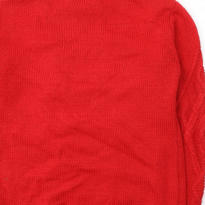 Womens UK Size S Papaya Red Pullover Jumper