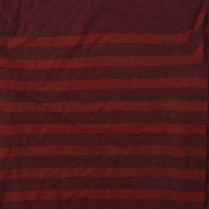 Burton Mens Red Round Neck Striped Acrylic Pullover Jumper Size M