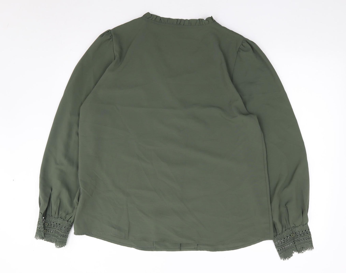 SheIn Womens Green  Polyester Jersey Button-Up Size XL V-Neck