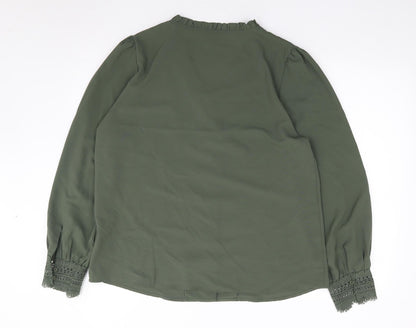 SheIn Womens Green  Polyester Jersey Button-Up Size XL V-Neck