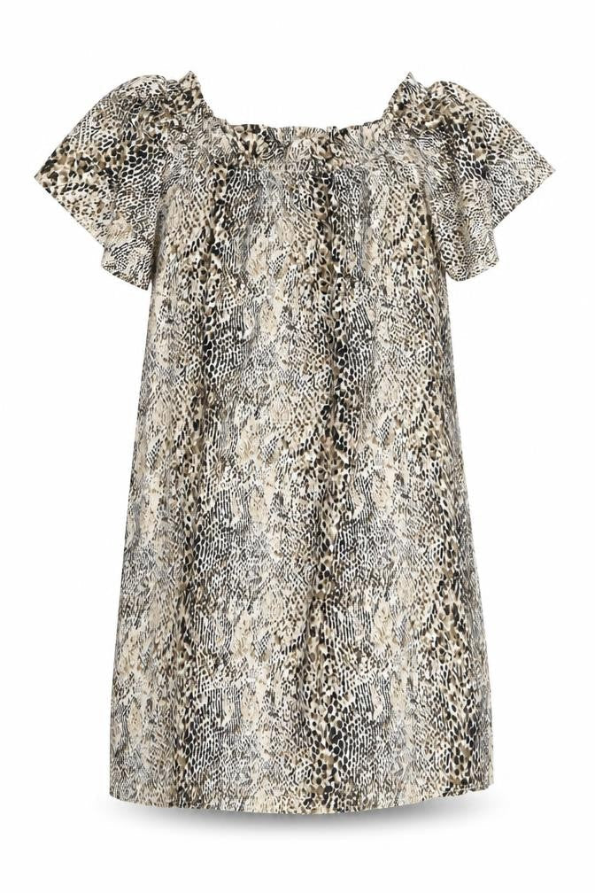 Pep&Co Womens Brown Animal Print Polyester Shift  Size 8  Off the Shoulder Pullover