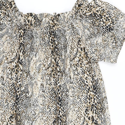 Pep&Co Womens Brown Animal Print Polyester Shift  Size 8  Off the Shoulder Pullover