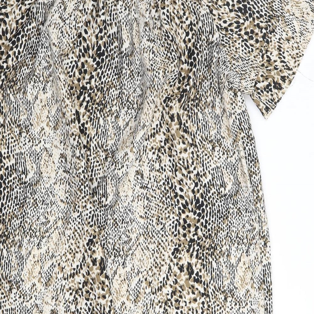 Pep&Co Womens Brown Animal Print Polyester Shift  Size 8  Off the Shoulder Pullover