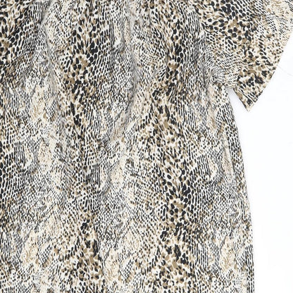 Pep&Co Womens Brown Animal Print Polyester Shift  Size 8  Off the Shoulder Pullover