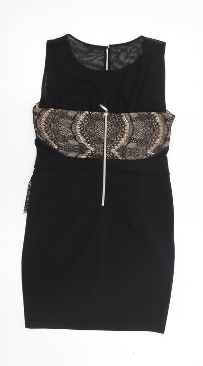 Soky & Soka Womens Black  Polyester Bodycon  Size L  Round Neck Zip