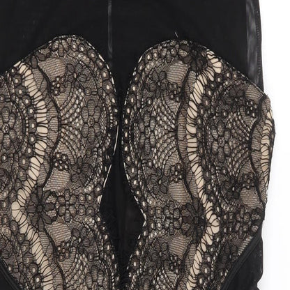 Soky & Soka Womens Black  Polyester Bodycon  Size L  Round Neck Zip