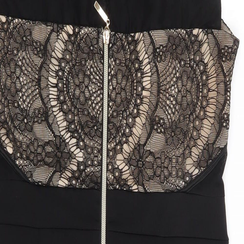 Soky & Soka Womens Black  Polyester Bodycon  Size L  Round Neck Zip