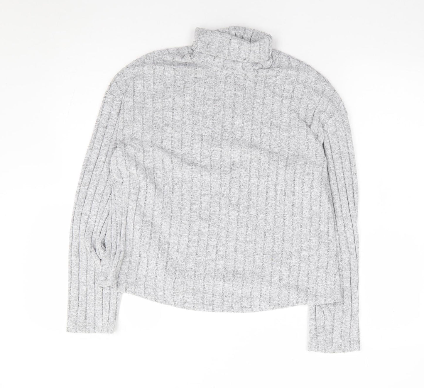 SheIn Womens Grey Roll Neck  Polyester Pullover Jumper Size S