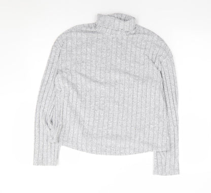 SheIn Womens Grey Roll Neck  Polyester Pullover Jumper Size S