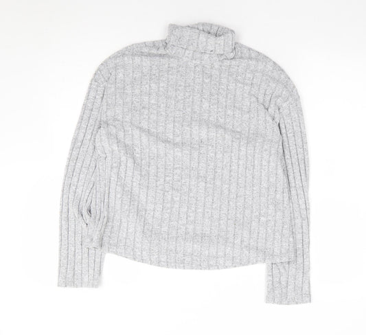 SheIn Womens Grey Roll Neck  Polyester Pullover Jumper Size S