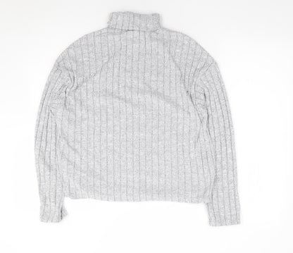 SheIn Womens Grey Roll Neck  Polyester Pullover Jumper Size S