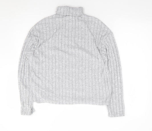 SheIn Womens Grey Roll Neck  Polyester Pullover Jumper Size S