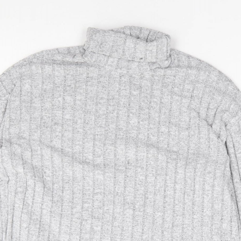 SheIn Womens Grey Roll Neck  Polyester Pullover Jumper Size S