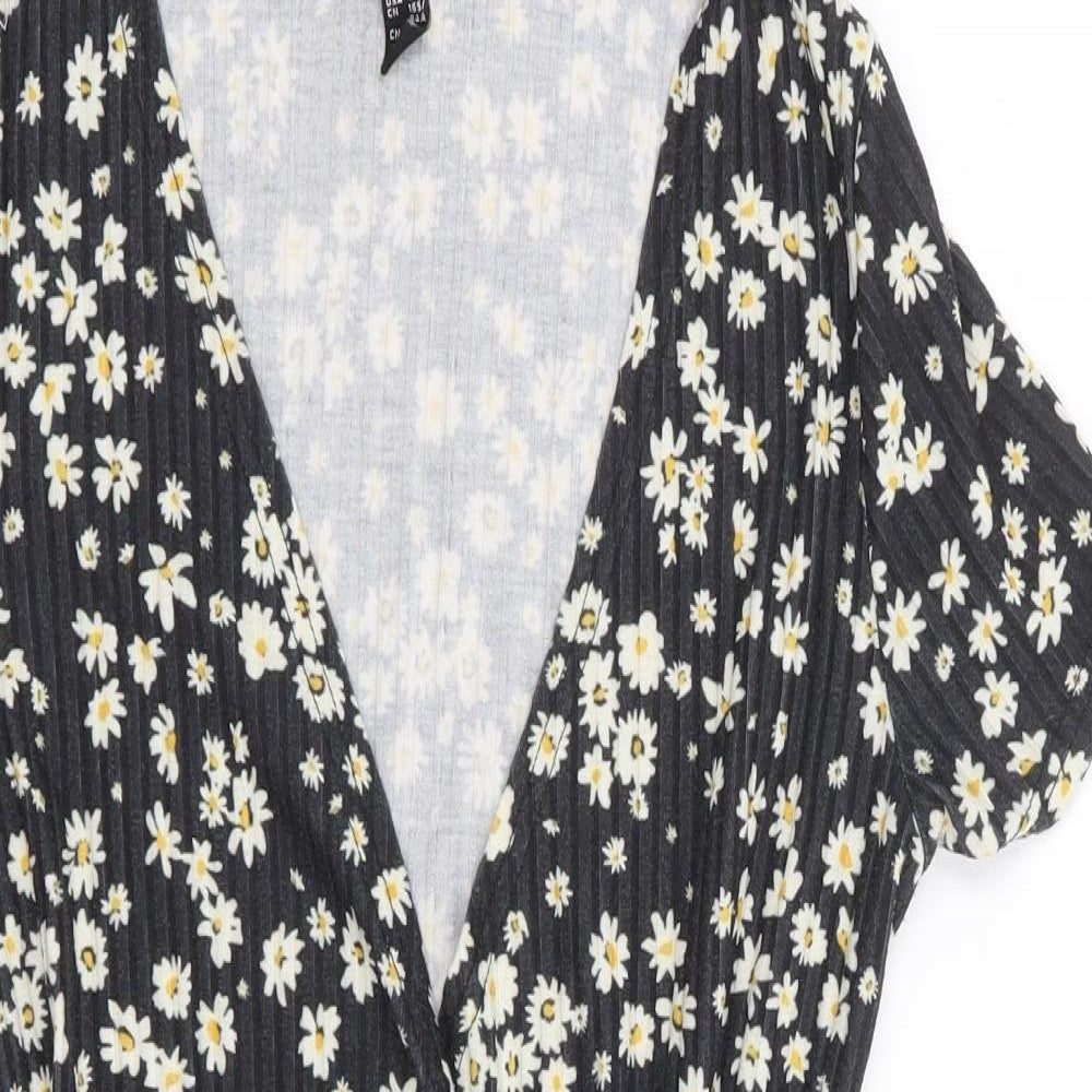 New Look  Womens Black Floral Polyester Bodysuit One-Piece Size 8