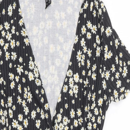 New Look  Womens Black Floral Polyester Bodysuit One-Piece Size 8