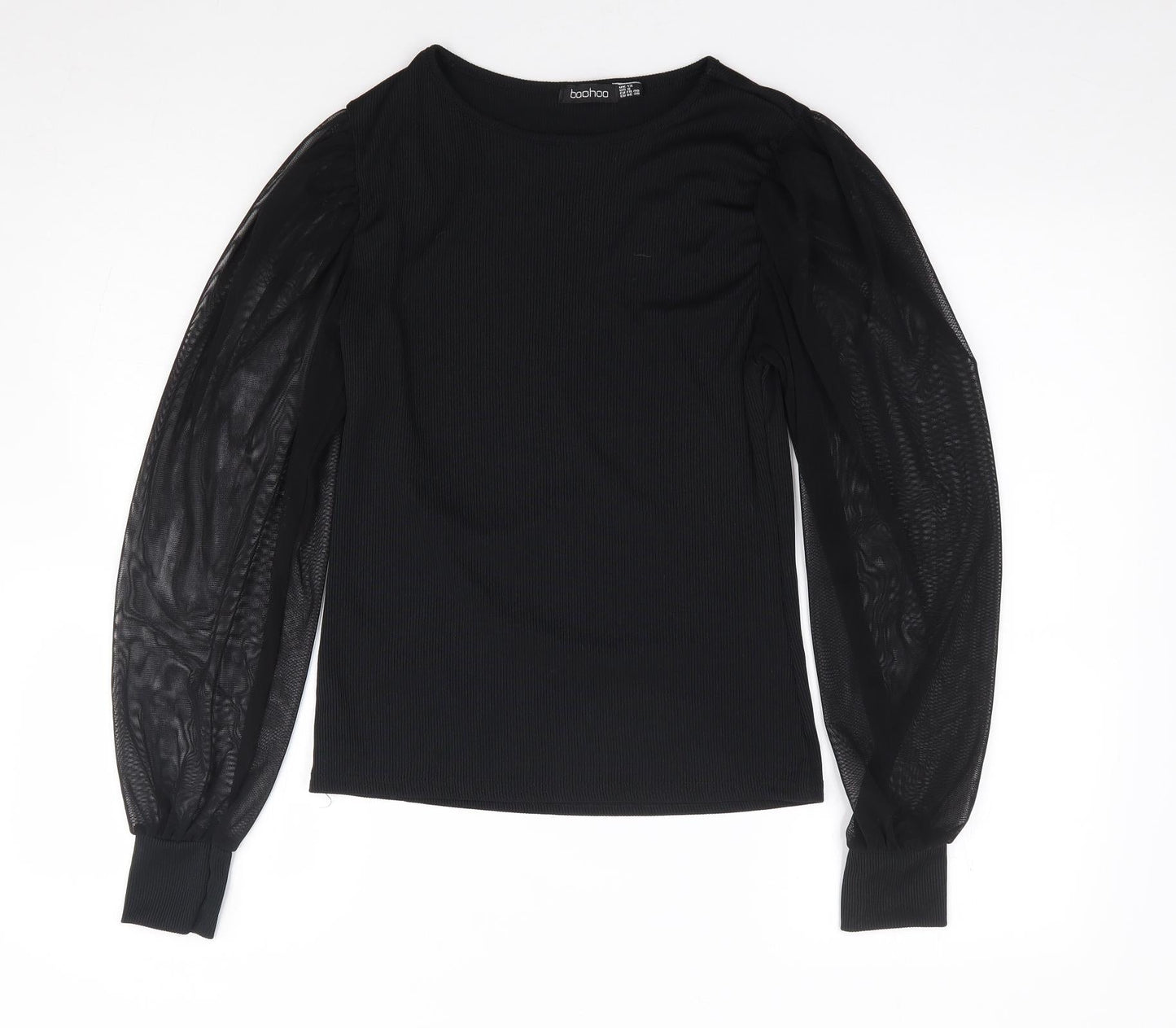 Boohoo Womens Black  Polyester Jersey T-Shirt Size 12 Round Neck