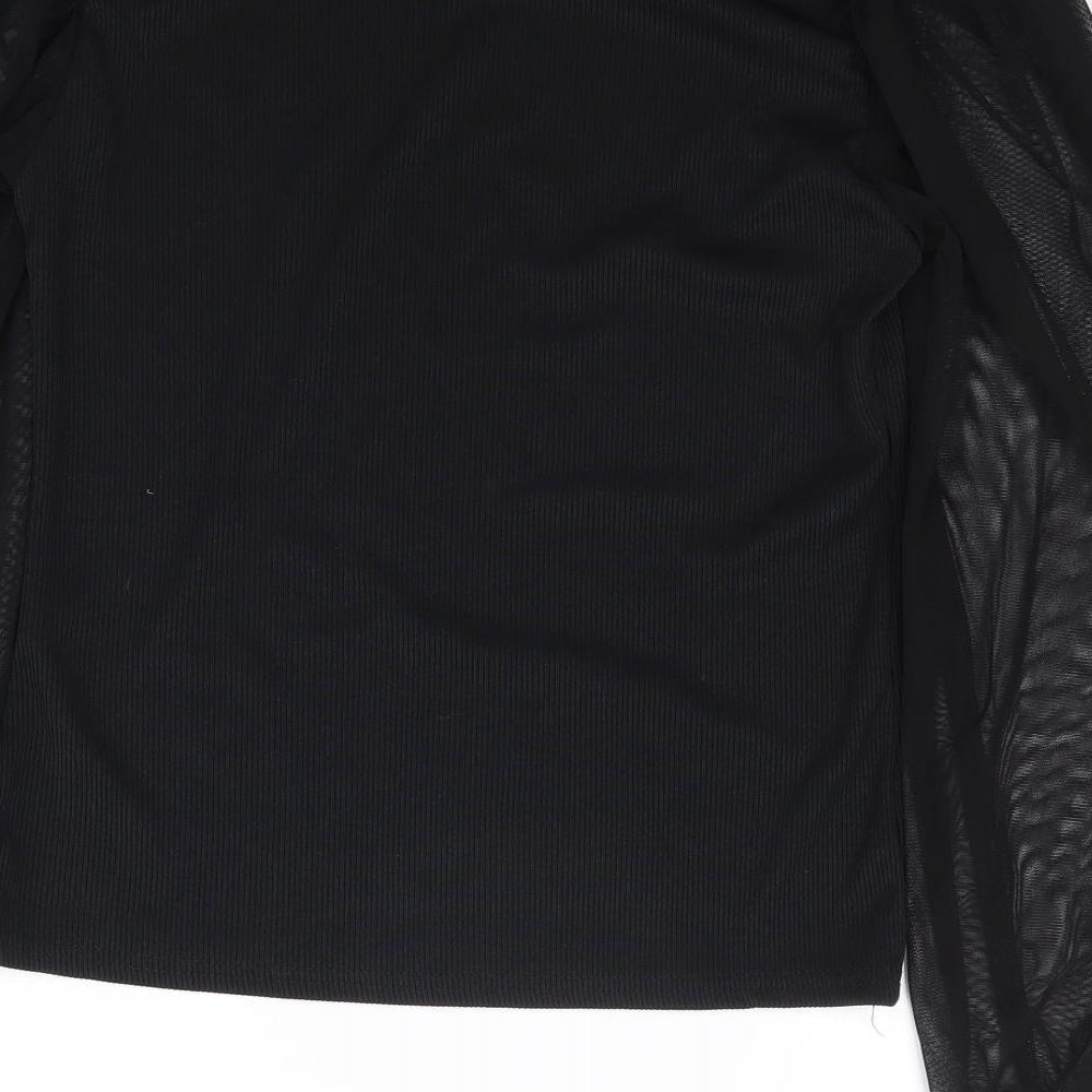 Boohoo Womens Black  Polyester Jersey T-Shirt Size 12 Round Neck