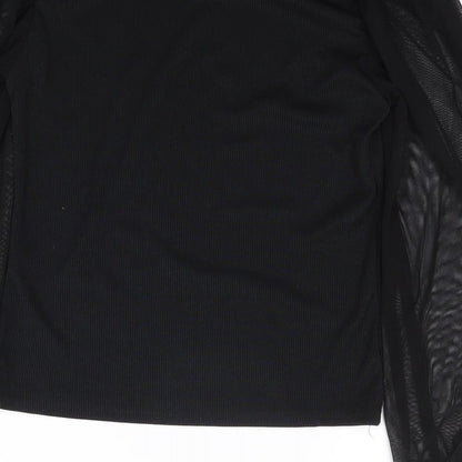 Boohoo Womens Black  Polyester Jersey T-Shirt Size 12 Round Neck