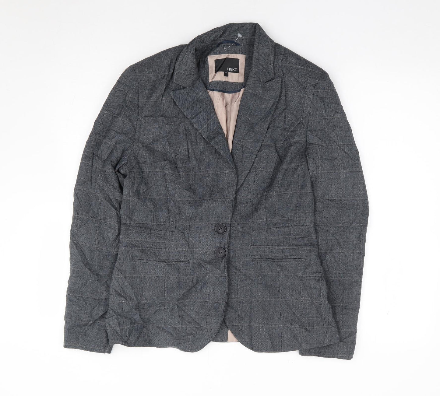NEXT Womens Grey Check Polyester Jacket Suit Jacket Size 10