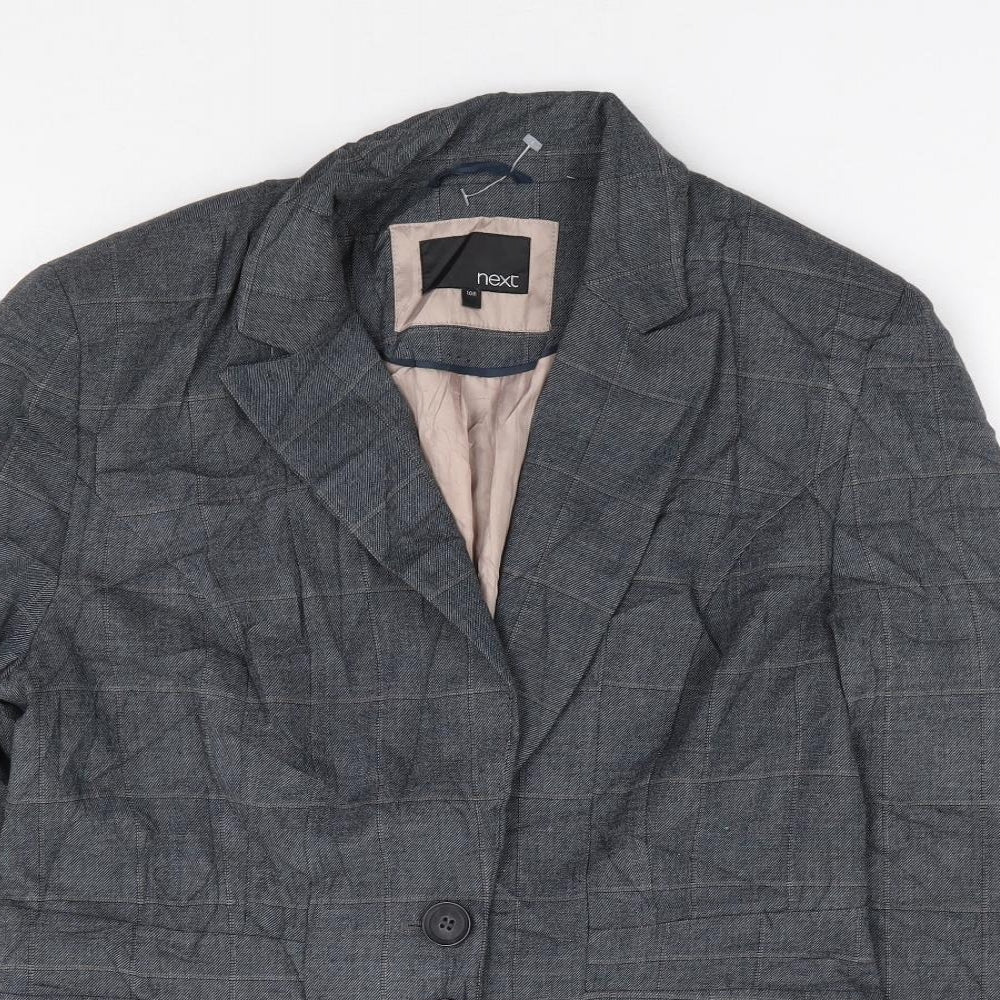 NEXT Womens Grey Check Polyester Jacket Suit Jacket Size 10
