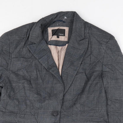 NEXT Womens Grey Check Polyester Jacket Suit Jacket Size 10