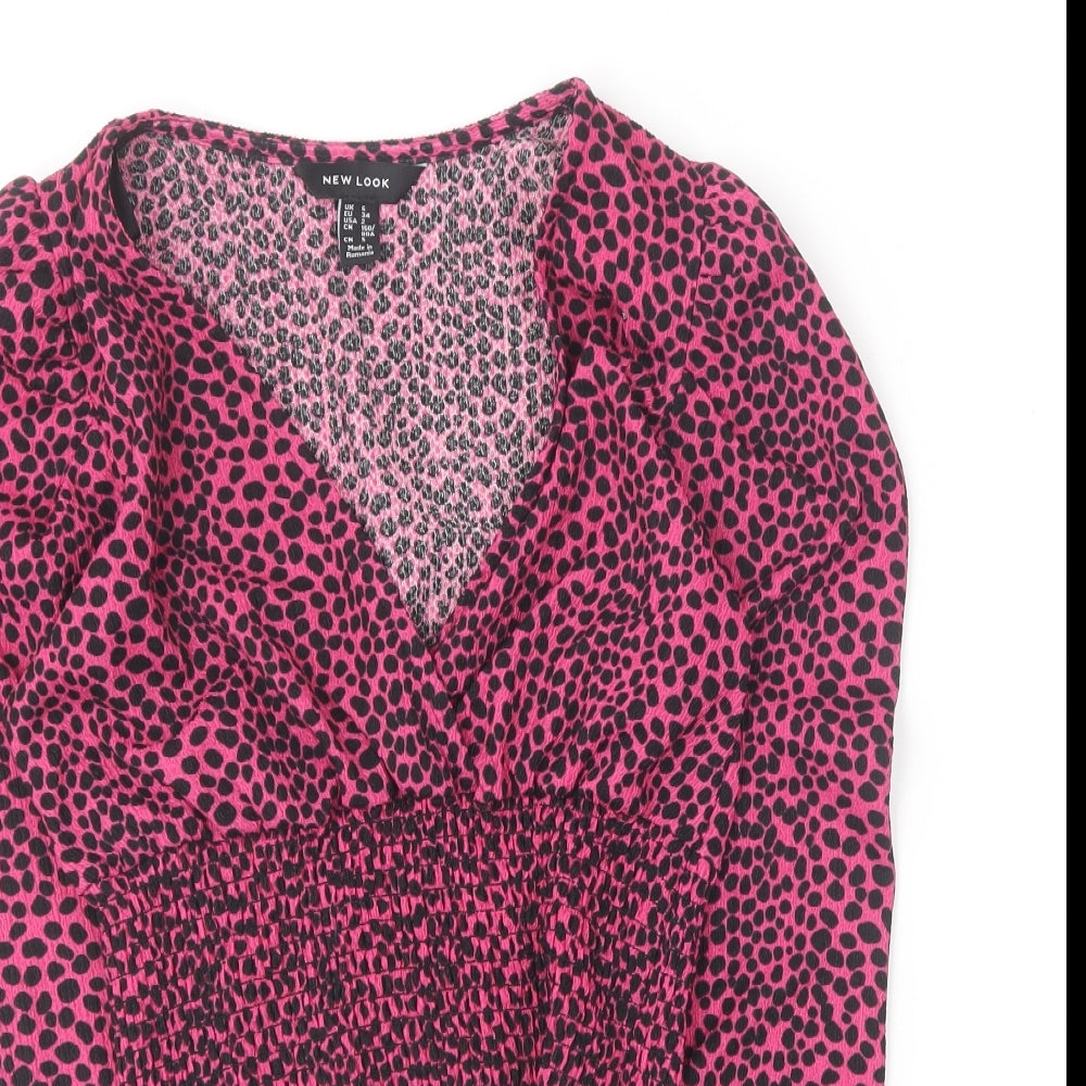 Womens UK Size 6 New Look Pink Basic Blouse
