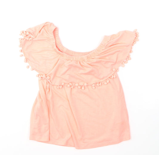Atmosphere Womens Pink  Polyester Basic T-Shirt Size 8 Off the Shoulder