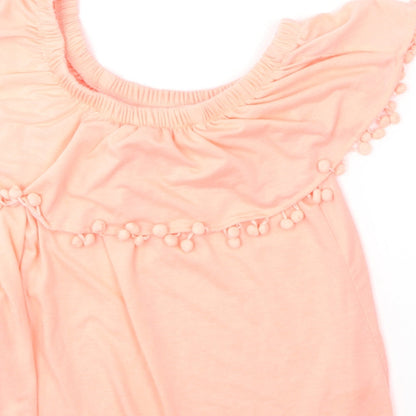 Atmosphere Womens Pink  Polyester Basic T-Shirt Size 8 Off the Shoulder