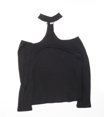 Womens UK Size L Divided Black Basic T-Shirt