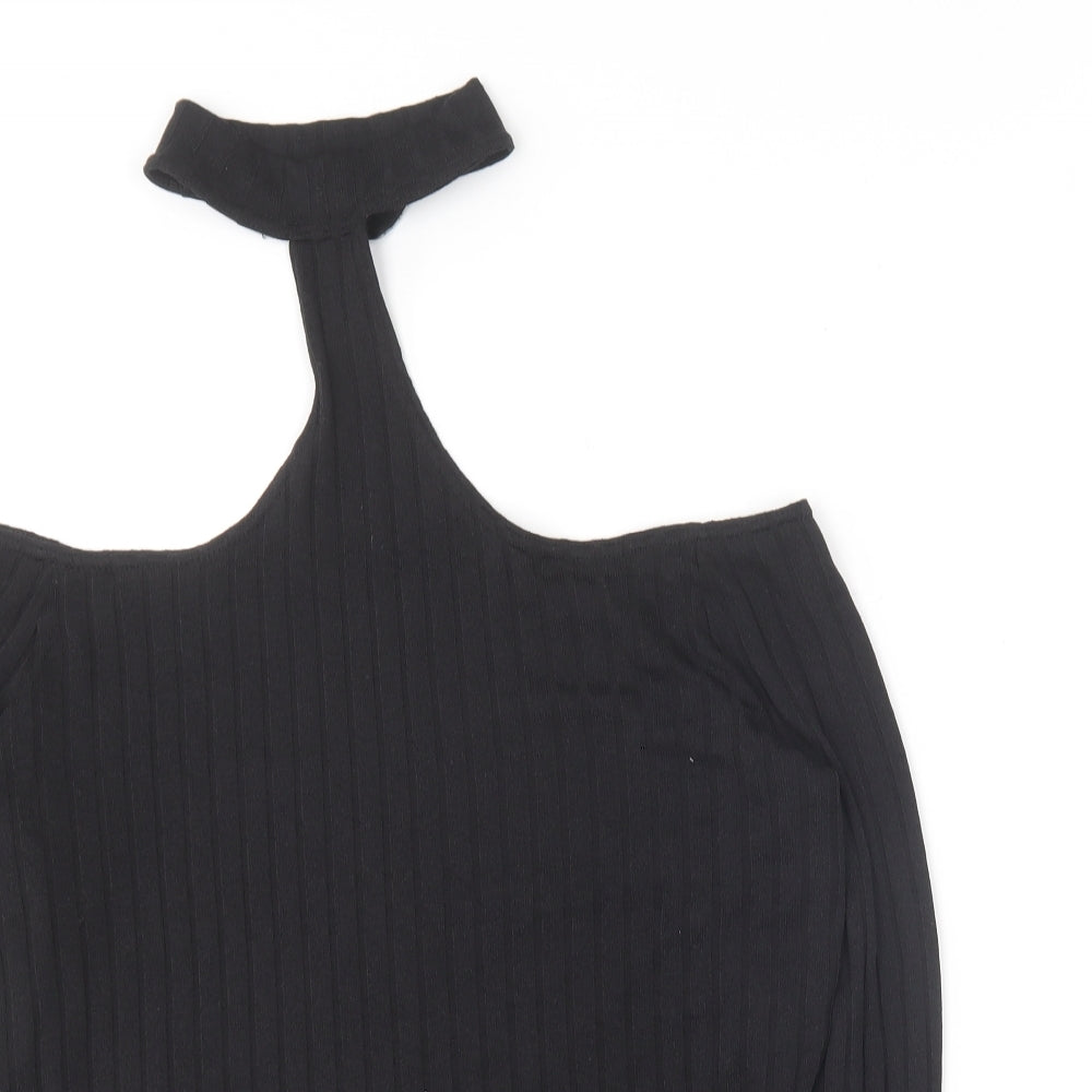 Womens UK Size L Divided Black Basic T-Shirt