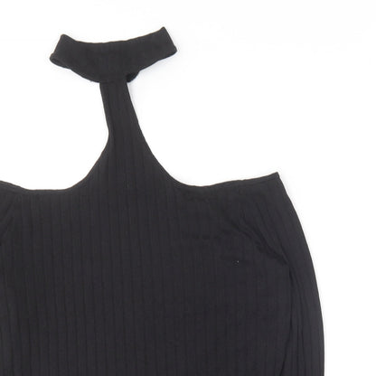 Womens UK Size L Divided Black Basic T-Shirt