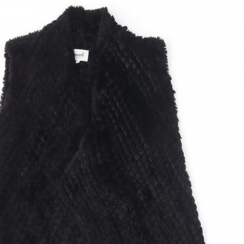 Seed Heritage Womens Black V-Neck  Polyester Cardigan Jumper Size S