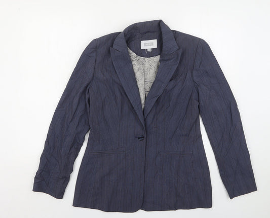 NEXT Womens Blue Striped Polyester Jacket Suit Jacket Size 10