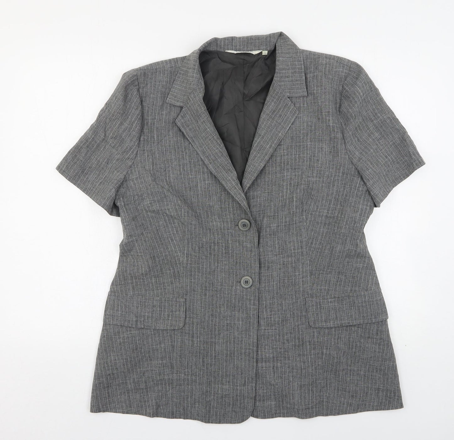 Prima Womens Grey Striped Polyester Jacket Suit Jacket Size 16