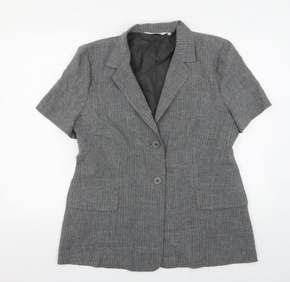 Prima Womens Grey Striped Polyester Jacket Suit Jacket Size 16