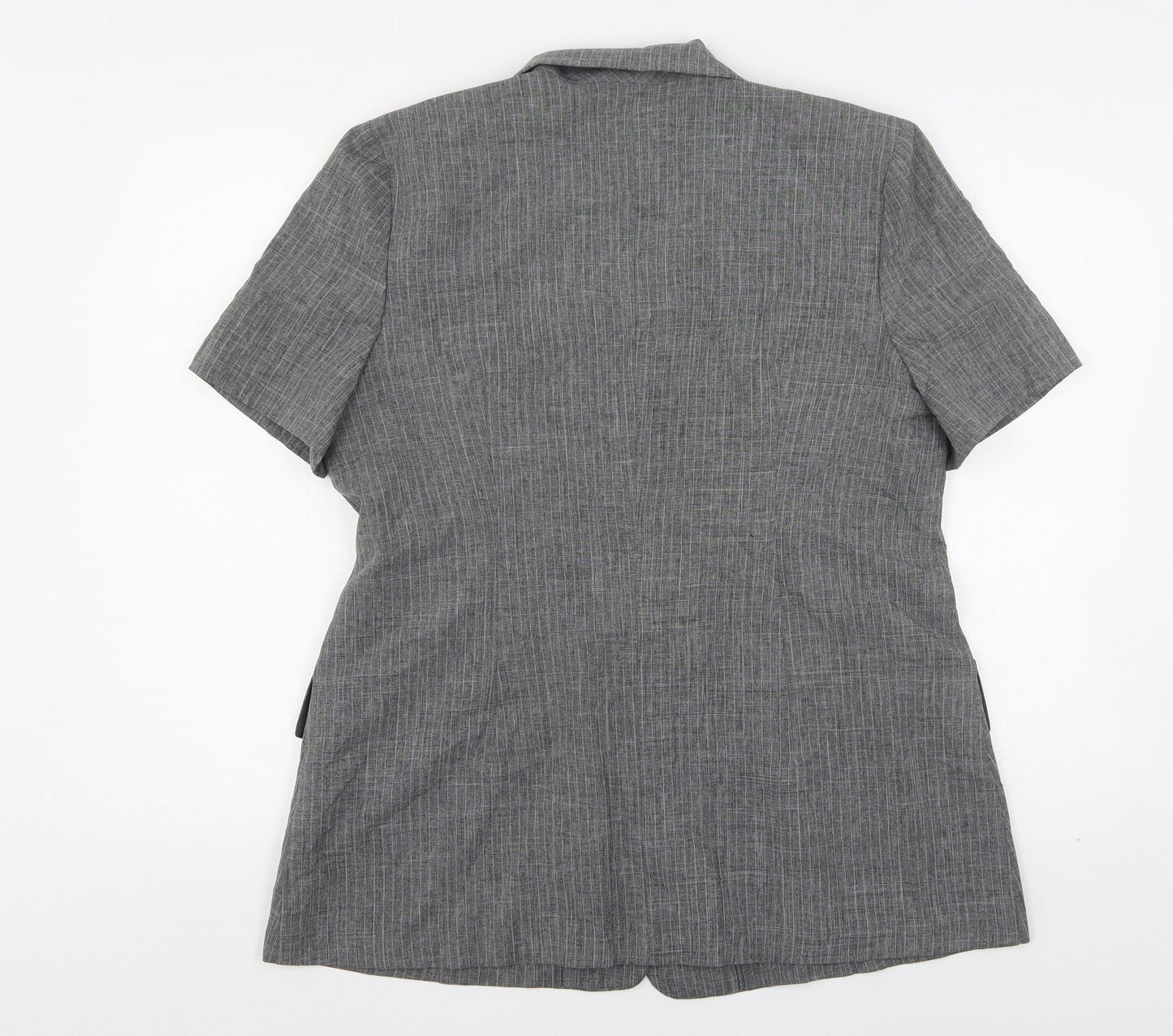 Prima Womens Grey Striped Polyester Jacket Suit Jacket Size 16
