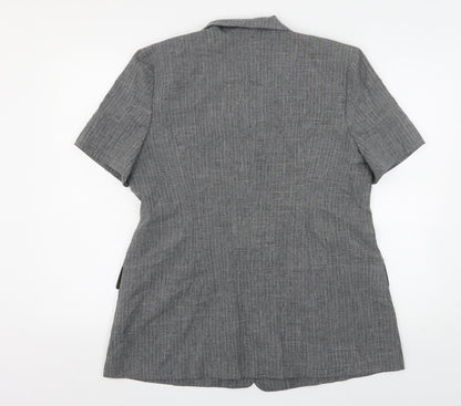Prima Womens Grey Striped Polyester Jacket Suit Jacket Size 16