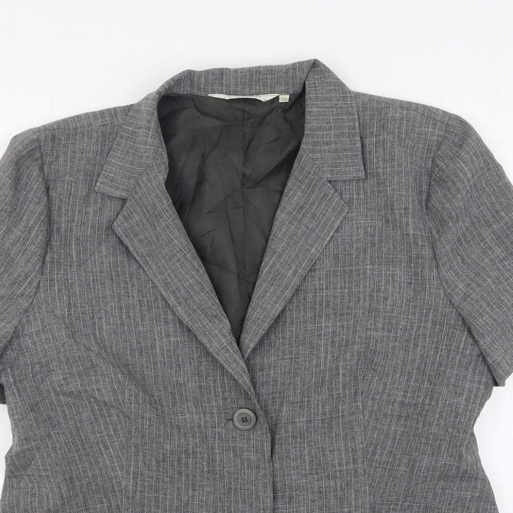 Prima Womens Grey Striped Polyester Jacket Suit Jacket Size 16