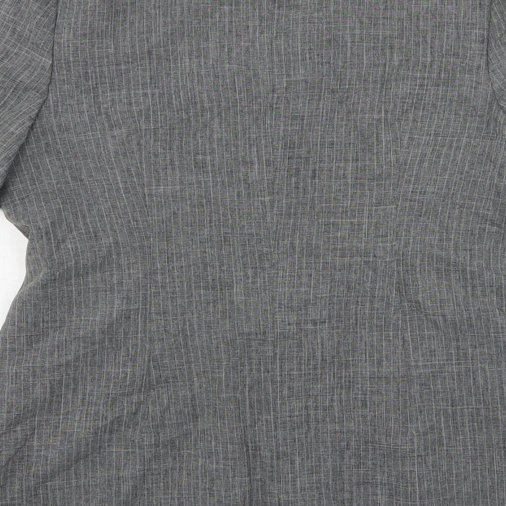 Prima Womens Grey Striped Polyester Jacket Suit Jacket Size 16