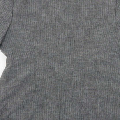 Prima Womens Grey Striped Polyester Jacket Suit Jacket Size 16