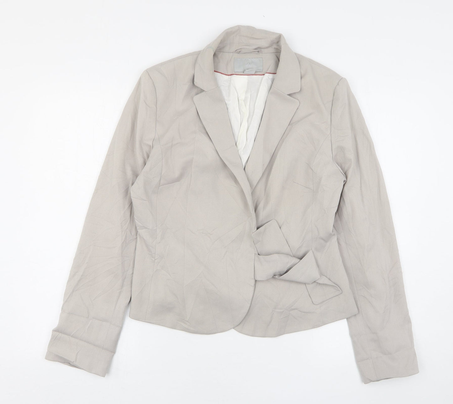 H&M Womens Beige  Polyester Jacket Blazer Size 14