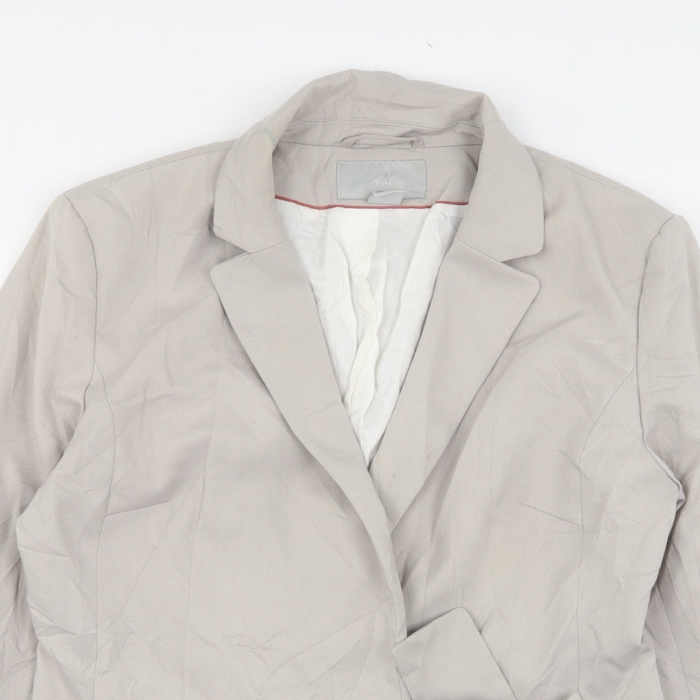 H&M Womens Beige  Polyester Jacket Blazer Size 14