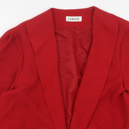 Lerose Womens Red  Wool Jacket Blazer Size 12
